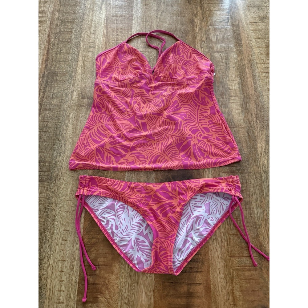 Patagonia Eiron Tankini Set Women's L Pink Orange Tropical Swim Top Bottom 77215